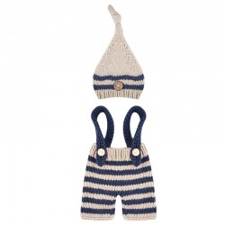 Tenue tricotée main modèle BLEU ECRU