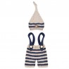 Tenue tricotée main modèle BLEU ECRU