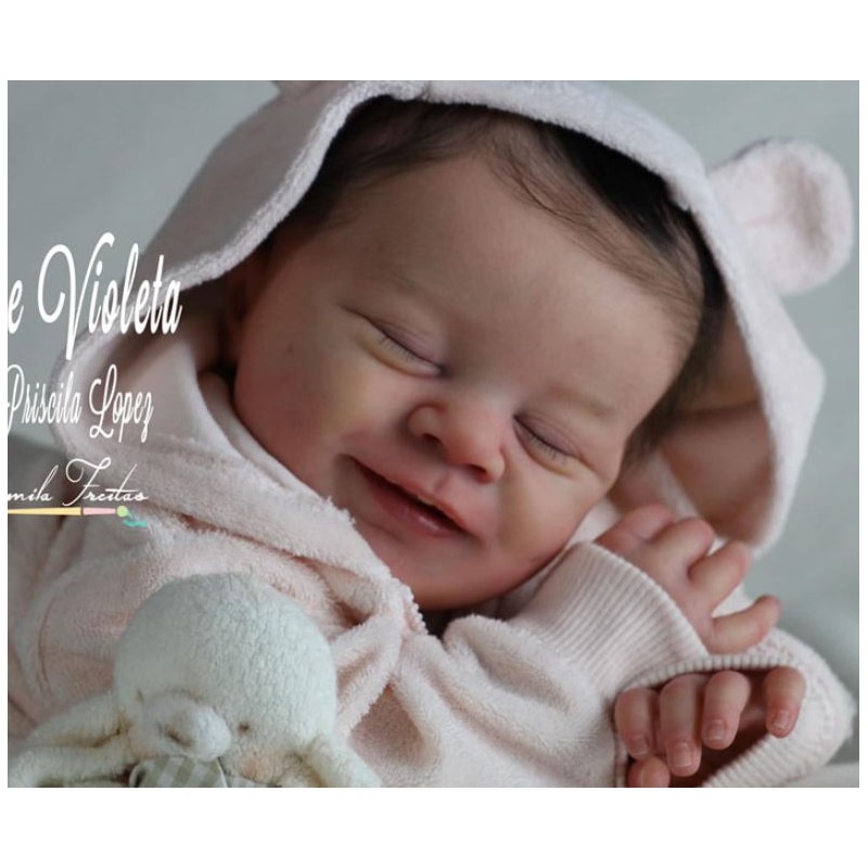 Poupée Bébé Reborn 'Violetta' – 45 Cm – Yeux Bleus, Cheveux Bruns – France – Occasion